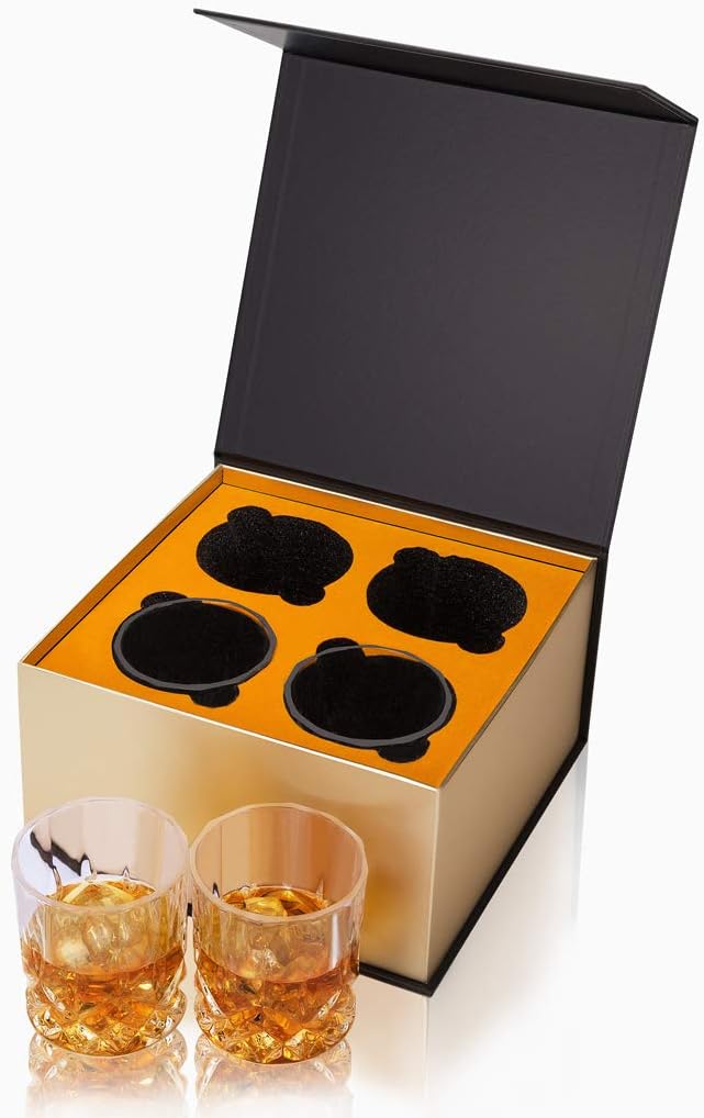 KANARS Zestaw Szklanek do Whisky, CKryształ Szkło Whisky 300 ml do Bourbon, Tequila, Koktajl, Koniak, Martini, Zestaw 4 Sztuk, Pudełko Upominkowe - obrazek 2