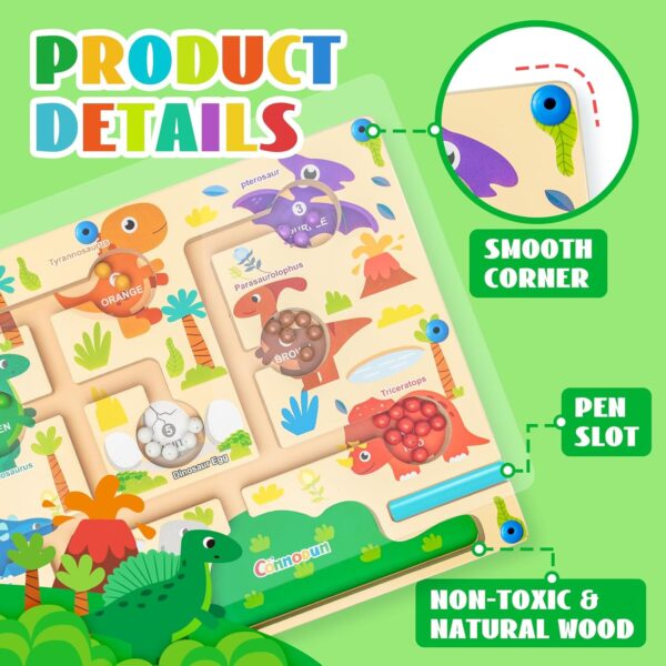 Magnetyczna Gra Labirynt Dinozaur Montessori Dla Dzieci 2-5 Lat - obrazek 4