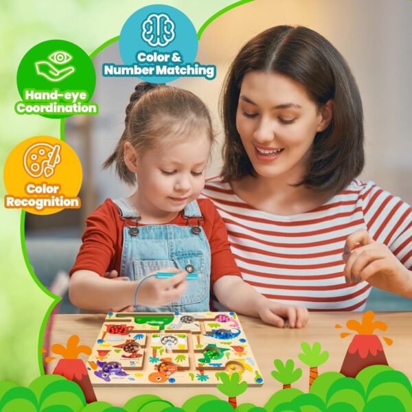 Magnetyczna Gra Labirynt Dinozaur Montessori Dla Dzieci 2-5 Lat - obrazek 2