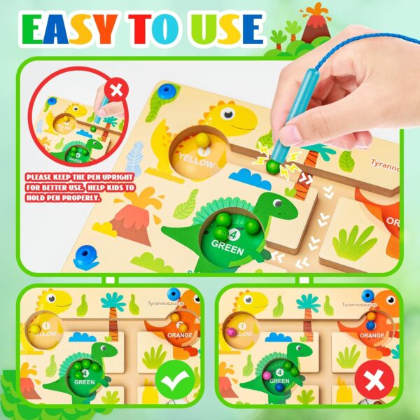 Magnetyczna Gra Labirynt Dinozaur Montessori Dla Dzieci 2-5 Lat - obrazek 3