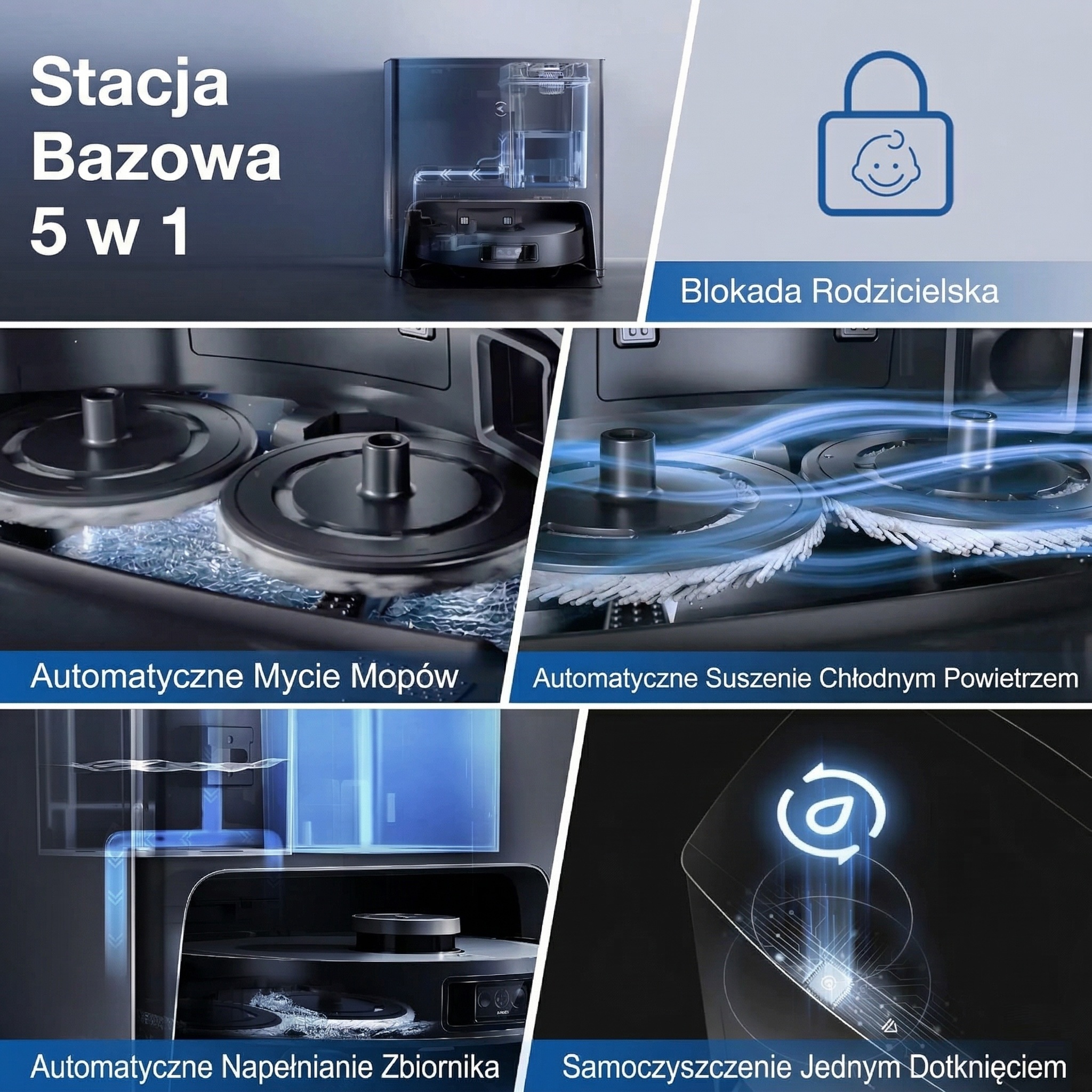 Robot Odkurzająco-Mopujący ze Stacją Czyszczącą 3w1 ECOVACS DEEBOT X1 TURBO - obrazek 5