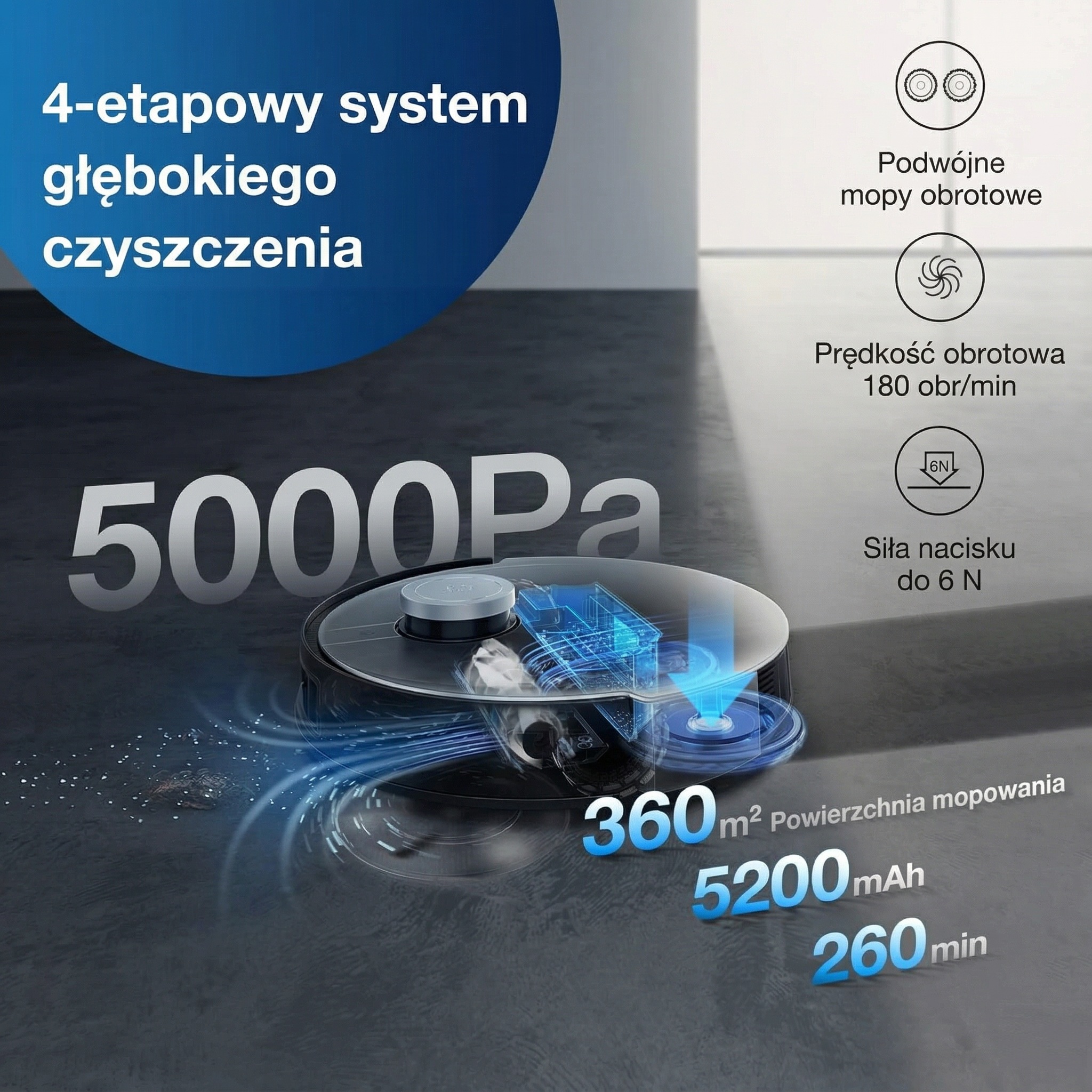 Robot Odkurzająco-Mopujący ze Stacją Czyszczącą 3w1 ECOVACS DEEBOT X1 TURBO - obrazek 9