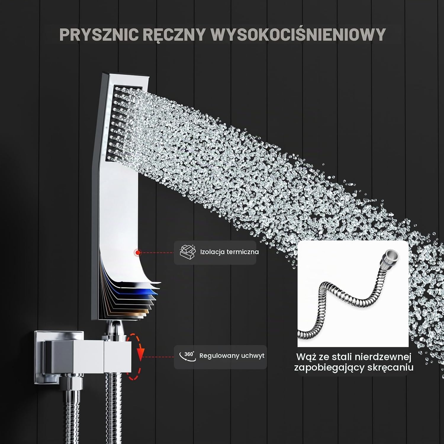System Prysznicowy Podtynkowy z Termostatem 38°C - Chrom, Deszczownica 25 cm - obrazek 6