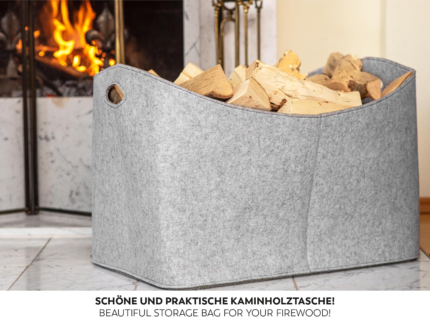 Torba na Drewno Opałowe XXL 100 l - szara, 63 × 40 × 42 cm - obrazek 7