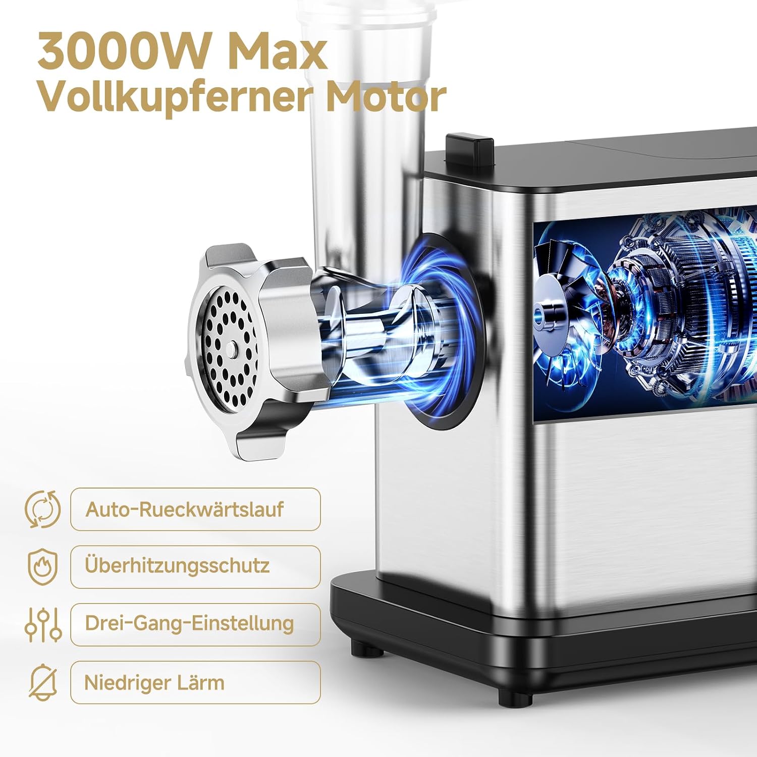 Maszynka do mięsa AAOBOSI elektryczna wyświetlacz 3 tryby 3000 W - obrazek 4